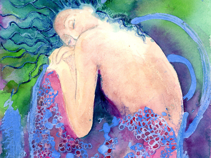 Illustration d'une femme se recentrant sur elle-même